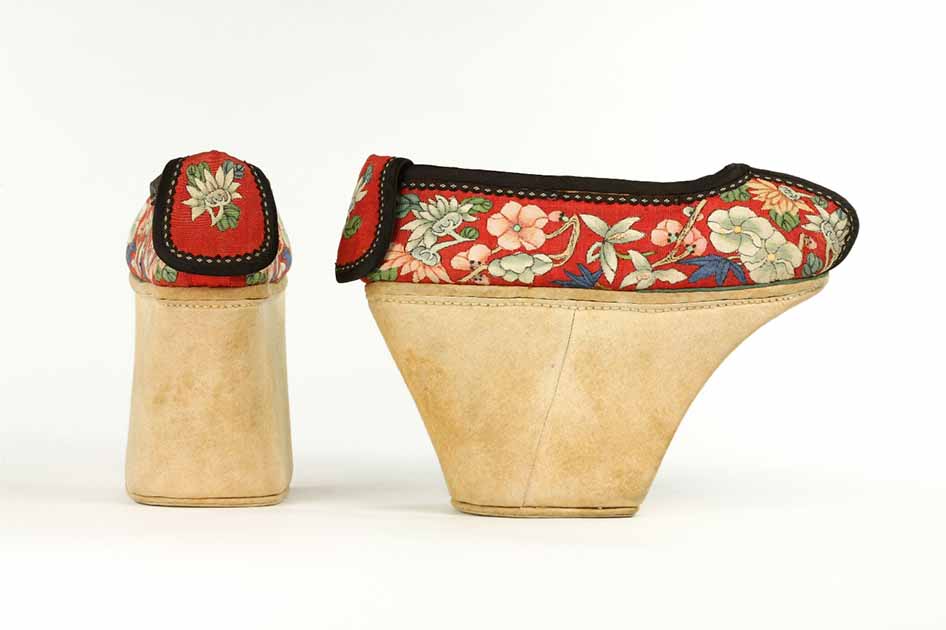 Cherry blossom Manchu platforms. Credit: Bata Shoe Museum